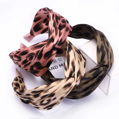 Wholesale Leopard Print Woman Cloth Headband Korean Knotted Elastic Hair Accessories Supplier Whole Package Headband