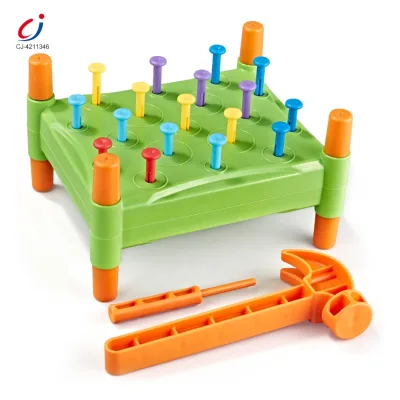 Chengji Children Early Educational Montessori Nails Pounding Board Game Knocking Bench Plastic Hammer and Nail Toy