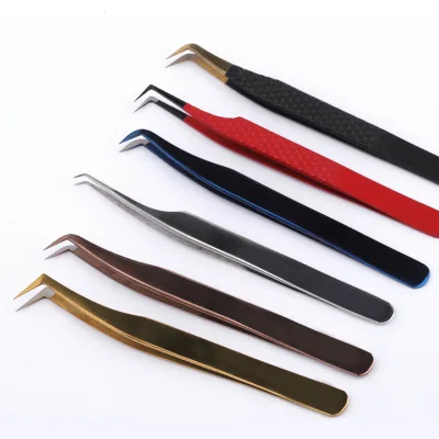 Gold Lash Tweezers Diamond Grip Stainless Steel Tweezer Custom Logo Eyelash Extension Mega Volume Tweezers