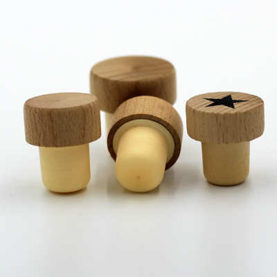 Custom Made Engraved Wooden Top Wine Cork Synthetic Cork