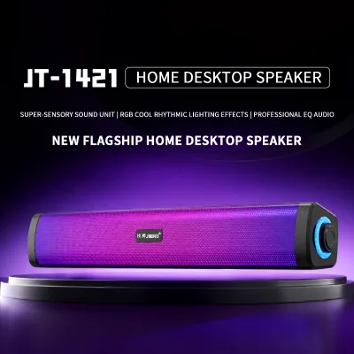 JT-1421 Gaming Computer Speaker RGB 5W Stereo USB Wired Desktop Audio LED Lighting No Built-in Microphone Laptop Game Speakers