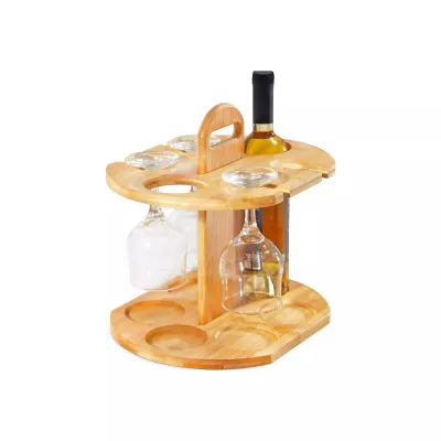 Custom Modern and Classic Wooden Wine Rack Small Storage Wine Bottle Holder with Ornament for Parties Cooler or Gift