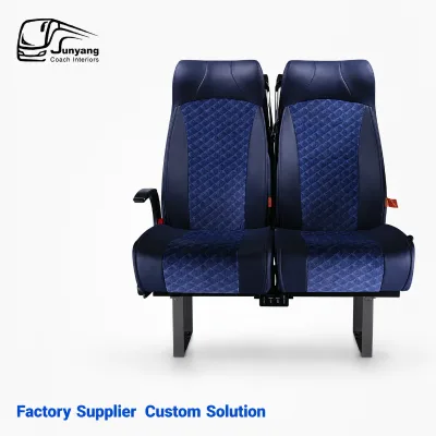 New Thick Skin Cover Bus Seat Double Passenger Folding Chair Leather Diamond Quilted with USB Armrest
