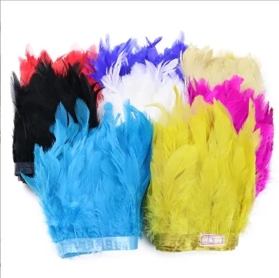Factory Price:4-6-inch Dyed White Rooster Feather Lace Fabric with Natural Patterns-Raw Material for Carnival Costume Accessory