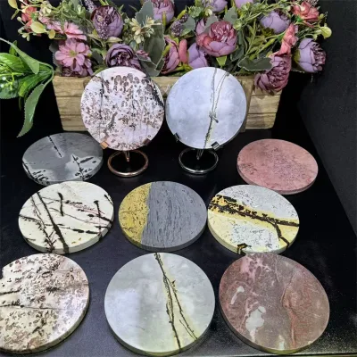 New Arrival Crystal Ornaments Picture Jasper Circle Picture Jasper Carving for Feng Shui
