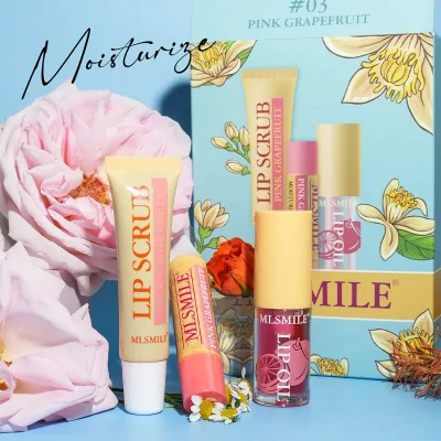 Customize 3 in 1 Lips Care Products Lip Oil Private Label Custom Logo Vegan Exfoliating Lip Lightening Scrub and Balm for Female