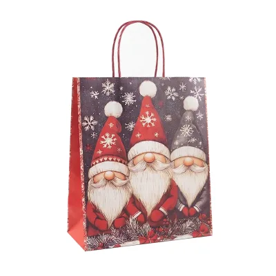 Eco-friendly Kraft Paper Bags with Handles for Christmas Holiday Gift Wrapping and Party Favor