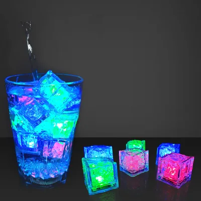 Promotional Giveaway Gift Food Grade BPA Free 7 Color Changing Automatic Liquid Sensor Lighting LED Light up Glow Ice Cube