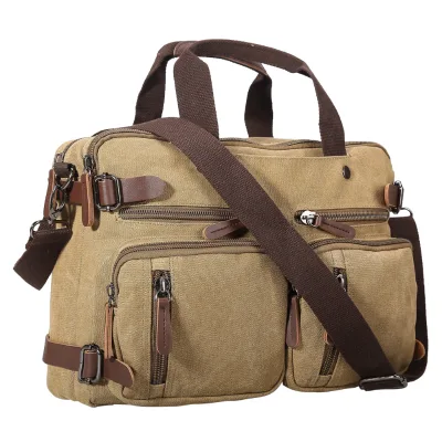 2023 Hot Selling Retro & Vintage Satchel Men Tote Shoulder Laptop Bags Portfolio Leather Handle Briefcase Canvas Bag