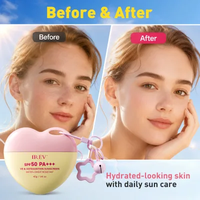 Private Label OEM Heart Shape Sunscreen SPF50 Cream With Vitamin E And Astaxanthin for Uv Protection Anti-Sweat Sports Sunscreen
