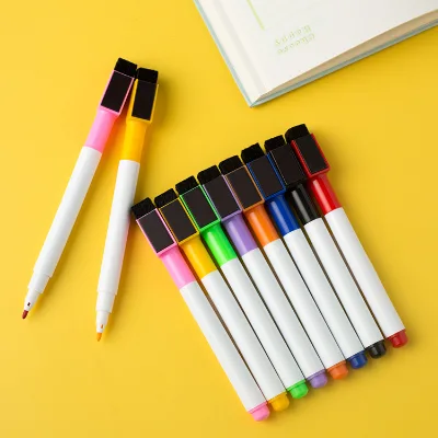 Magnetic Dry Erasable Low Odor Marker Whiteboard Pen with Eraser for White Board