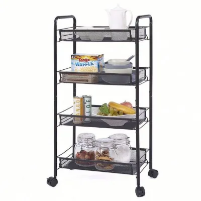 Kitchen Bedroom Mobile Multifunctional Snack Fruit Rack Bathroom Multi-Layer Storage Storage Rack
