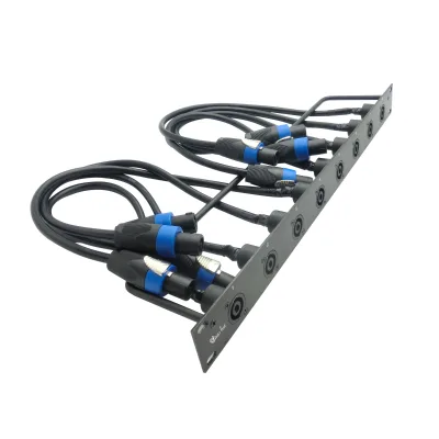 SINUSLIVE 1U 8 Way Audio Patch Panel Cabinet Mount Multi Function XLR Speaker Socket Panel
