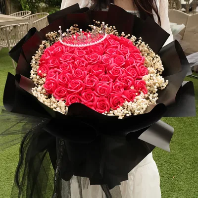 Artificial Flower 99 Soap Rose Flower for Bouquets Wedding Decoration Home Party Eternal Rose Valentine's Day Holiday Gifts