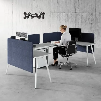 Open Space Office 2-4-6 Person Cubicle Workstation Wood Finish Partition Desk With Movable Cabinet