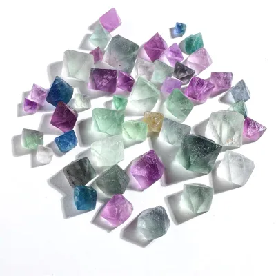 Wholesale Natural Crystal Green Fluorite Octahedron Stone Carved Raw Craft Healing Rock for Home Decoration for Mother's Day