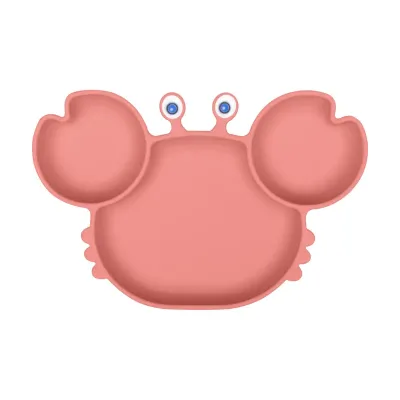 Crab Plate With Divided Silicone Plate for Feeding BPA Free Microwave Dishwasher Safe