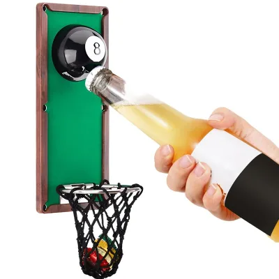 Unique Wall Mounted Billiard Ball Beer Bottle Opener with Catcher Billiards Accessories for Billiards Room Decor