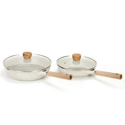 Popular High-end Maifanshi Non-stick Pot Set Kitchen Frying Pan Cooking Utensils White Cooker Set