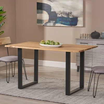Wood Dining Room Table, Rectangle Kitchen Table, Easy to Assemble, for Dining Room, Living Room, Office, Kitchen