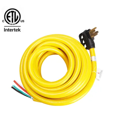 Epicord 50A 30FT RV Power Cord Bare Wire End 125V Heavy Duty Pure Copper 4-Wire Extension Cable Camper Generator ETL Certified