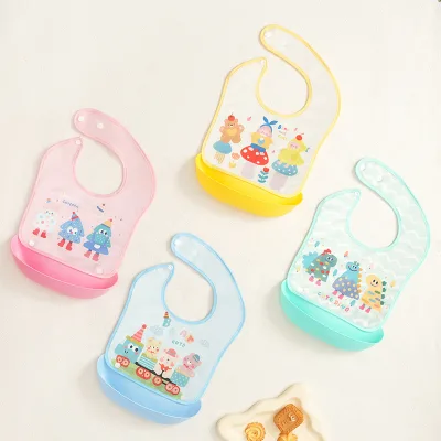 Baby Cartoon Design Detachable Bib: Wash-free and Kindergarten Eco-friendly Feeding Bib