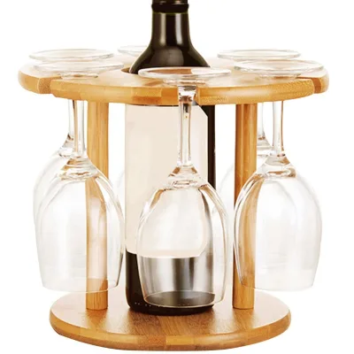 Modern Standing Natural Brown with Original Design Standard Bottles Wine Display Rack Bamboo Wine Rack