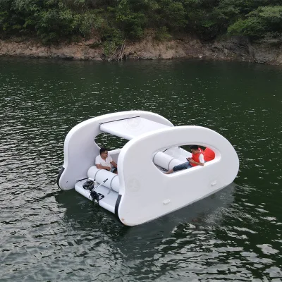 Inflatable Fishing Boat Solar Panel Factory Wholesale Water Play Equipment Drop Stitch Electric Catamaran 100-500kg Capacity