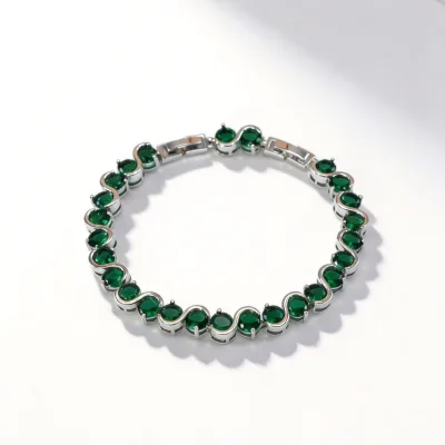SHIYOUYOU Trendy Gold/Silver Plated CZ Yellow Zircon Round Cut Tennis Chain Link Bracelet Unisex Special Jewelry