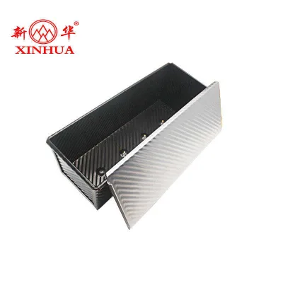 Custom 750g Rectangle Non-Stick Corrugated Sandwich Baking Mold Metal Alloy Toast Box with Cover for Toast and Baked Goods