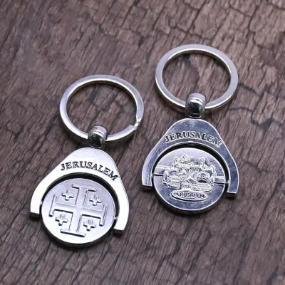 Classic Metal Silver Plated Jerusalem Cross Pendant Keychain Pendant for Men Women Christian Religious Pendant Accessories Gift