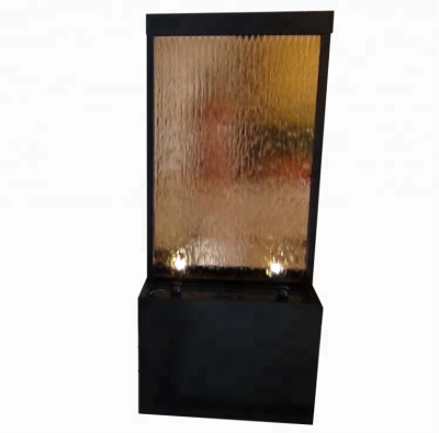 Glass Waterfall Hotel Big Size Glass Water Feature,bronze Mirror Glass Waterfall Fountain