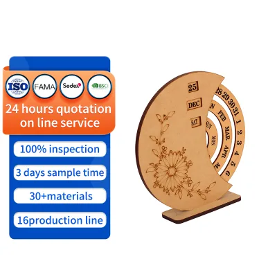 Wooden Calendar, Desk Calendar, Teacher Appreciation Gift, Retro Rotary Wooden Desk Calendar, Home Office Desk Calendar