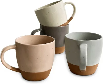 Ceramic Large Latte Mug 16oz - Microwavable Porcelain Coffee Cups With Big HandleMicrowave Safe Stoneware - Assorted Neutrals
