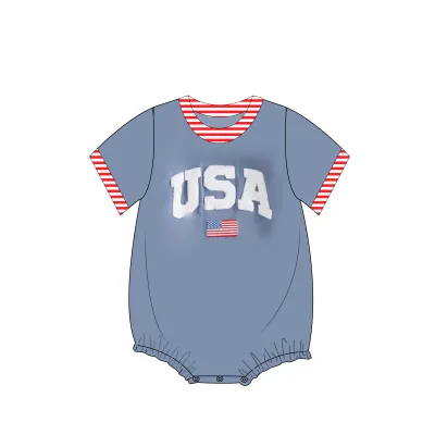 YI HUI Wholesale Baby Kids Blue Smocked Romper for Boys OEM ODM Customized Manufacturer Hand Smocked Baby Boy