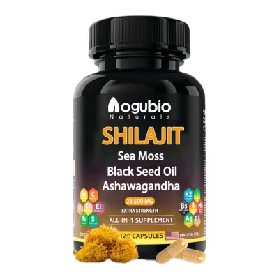 8-In-1 Shilajit Capsules Pure Himalayan Shilajit Supplement 9000MG with Ashwagandha Turmeric Mushroom Shilajit Capsules OEM