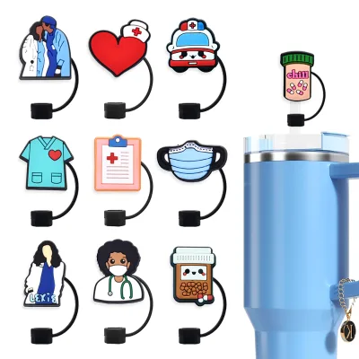 Wholesale Stane 10mm Nurse Inspired Straw Toppers Medical Straw Topper Covers Charms for Tumblers
