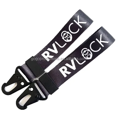 Printed Logo Polyester Keychain Lanyard Durable Fabric Key Strap with Metal Clip for Automotive Fashion Promotional Gifts