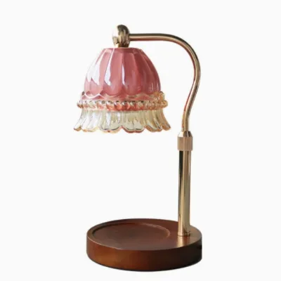Adjustable Height Candle Warmer Lamp Vintage Glass Wax Melting Lamp Iron Frame Aroma Lamp Home Bedroom Decoration