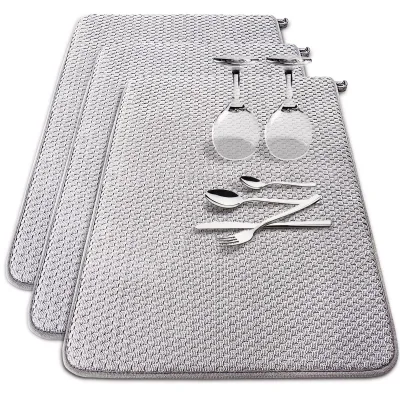 Kitchen Placemat Polyester Dish Drying Mat Absorbent Kitchen Counter Large Dish Rack and Sink Drainage Rack