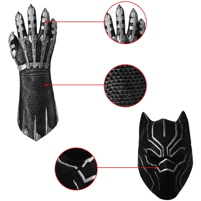 Adult Black Panther Basic Latex Gloves Mask Standard Carnival Party Halloween Costume for Masquerade Cospla Accessory