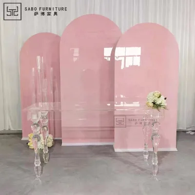Luxury Wedding Event Decorations Acrylic Arch Panel PVC Stage Backdrop Flower White Pvc Wedding Event Backdrop for Decoration