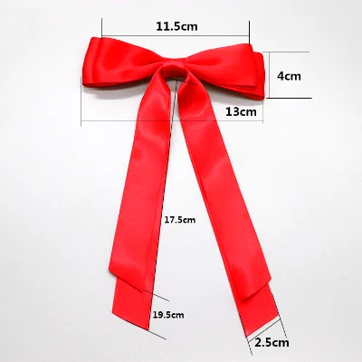 Handmade Double Bowknots Tassel Satin Hair Bow Floral Metal Clips Large Long Tail Hair Ribbon Bow for Women Girls Made Polyester