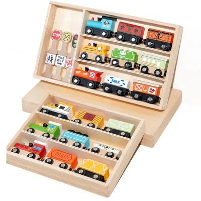 Classic Toys Fine Motor Montessori Wooden Track Magnetic Car Kits Trade Glide Educational Gifts Set Unisex 2-6 Years Old