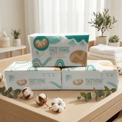 Wholesales Super Soft Eco-friendly Customized Cotton Disposable Face Towel Dry and Wet Towel for Skin Cleaning