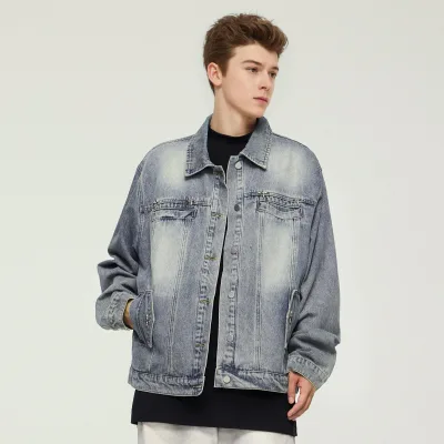 QUICKSHOW Streetwear Washed Men Jeans Rivet Jacket Manufacturer Men's Denim Jacket Jacket for Men