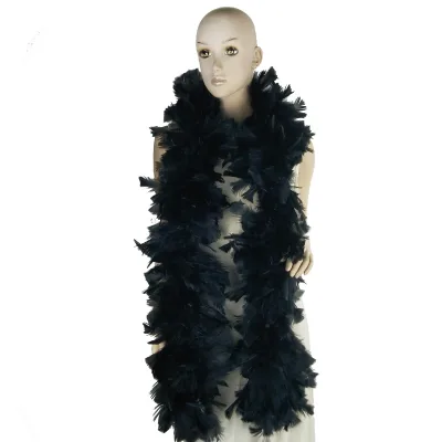 Wholesale Cheap 200Gram Black Turkey Ruff Feather Boa for Dance Show Cloth Decoration