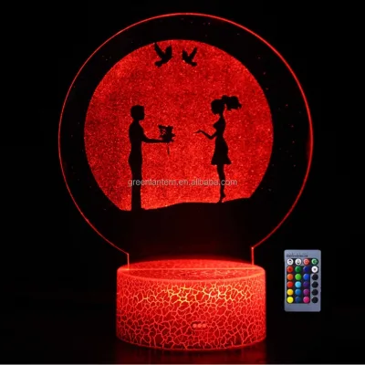 Inside Engraving 3D Acrylic LED Night Light White Crack Base RGB 7 Color Touch Sensor 16 Color Remote Control Carved Night Lamp