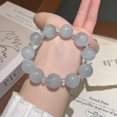 Brushed blue fluorite crystal bracelet for women niche new Chinese style crystal ice seed beaded jewelry
