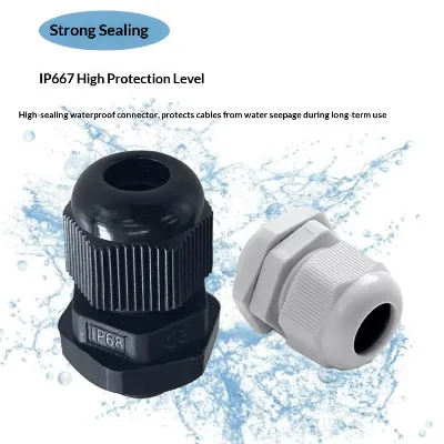 NPT Cable Gland IP68 Waterproof Adjustable NPT1/4 NPT3/8 NPT1/2 NPT3/4 PVC Strain Relief Cord Connector Black Washer